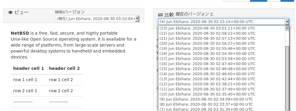 Wikiページの履歴